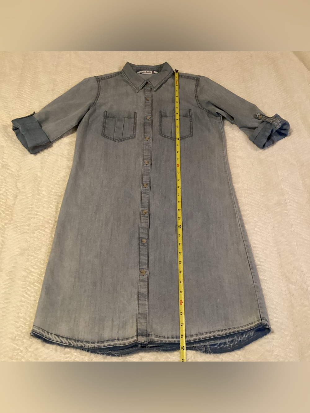 Given Kale Womens Small Denim Button Front Tunic/Dress  Cotton Blend Cut Off